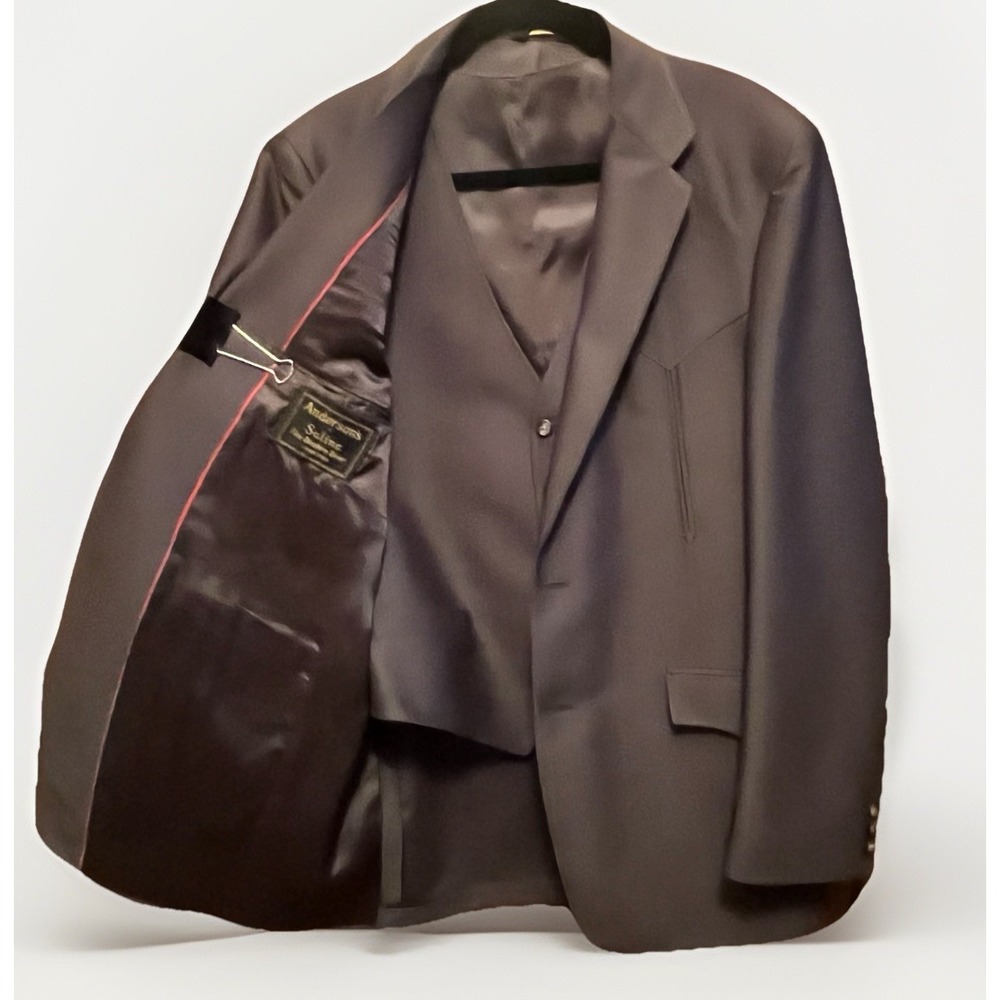 Vintage Anderson's of Salina Western Suit & Vest 2pc Set Gray Pinstripe 42R MINT